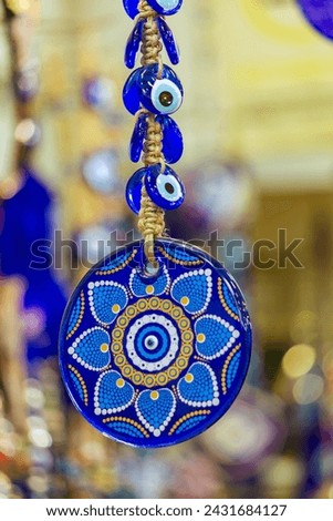 Traditional Turkish amulet Evil Eye or blue eye (Nazar boncugu). Souvenir of Turkey classical turkish amulet