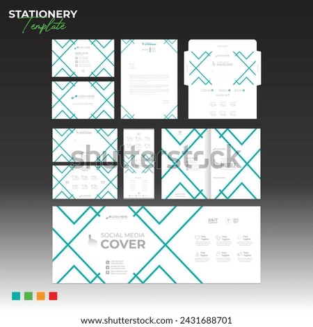 Print Stationery design with Business card Letterhead Envelope Postcard Rollup social cover brochure cover for any best use