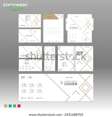Print Stationery design with Business card Letterhead Envelope Postcard Rollup social cover brochure cover for any best use