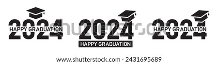 Happy Graduation 2024 icon, vector illustration Royalty-Free Stock Photo #2431695689