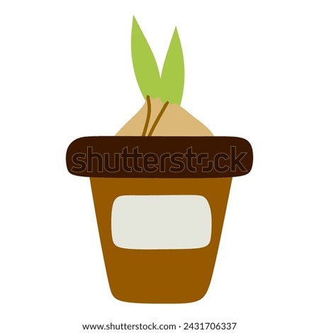 Bulbous houseplant in Hand drawn Flat style. Vector Cartoon Isolated illustration. Spring Floral Gardening Illustration. Flower in Flowerpot, Graphic Art for Design of Cards, Poster, Decoration, label Royalty-Free Stock Photo #2431706337