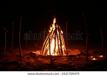 Camp fire picture at seaside area