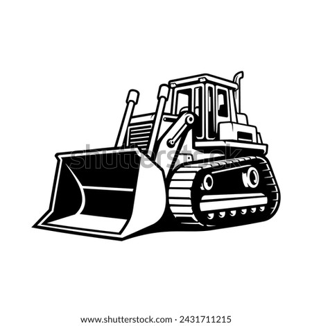 Silhouette of Bulldozer construction vehicle illustration vector