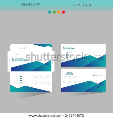 vector made envelope and postcard for any best company use