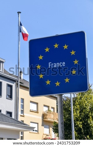 Border between France and Luxembourg - Road sign indicating the border of a European Union country