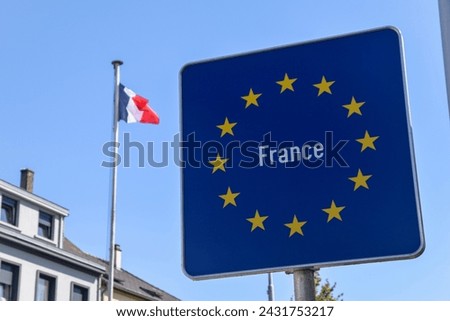 Border between France and Luxembourg - Road sign indicating the border of a European Union country