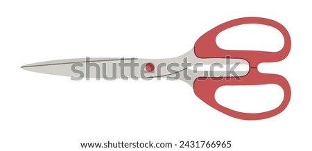 Image of scissors in flat style on white background. Stationery, pocket, kitchen, manicure, surgery, hairdressers, tailor, garden, household
