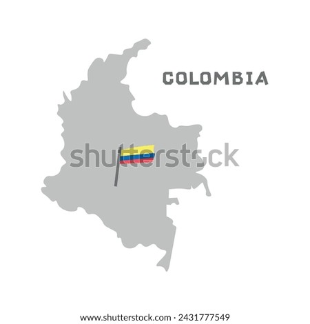 Colombia vector map with the flag inside. Map of the Colombia with the national flag isolated on white background. Vector illustration.