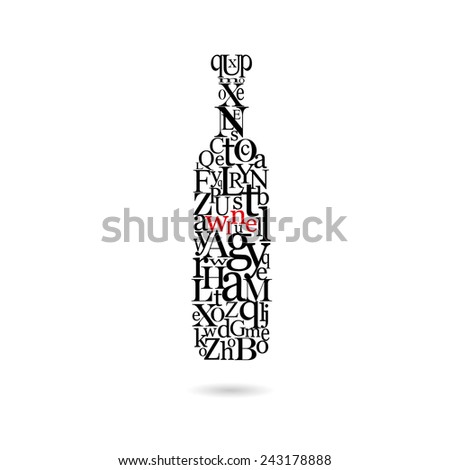 Typography bottle of wine, vector illustration