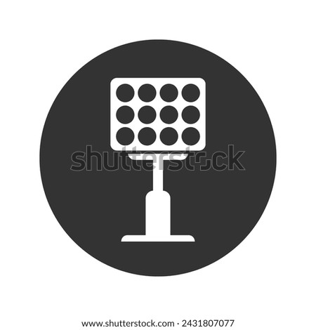 Black Bright stadium lights icon isolated on white background. Spotlight on a football field. Floodlight, light projector. Vector Illustration