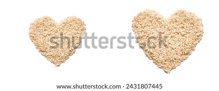 A heart-shaped rice pile, symbolizing love, unity, and hope. The grains, diverse and wholesome, reflect global solidarity. Care, health, and nutrition, fostering a sense of harmony and charity.