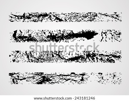 Collection of Black Grunge Brush Strokes . Distressed Texture. Vector.  