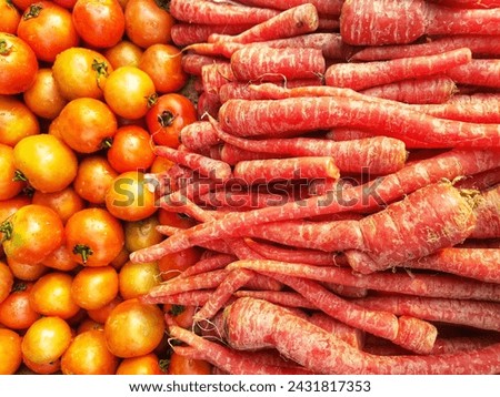 closeup of carious colorful raw vegetables(Tomatoes and Carrot)

 Royalty-Free Stock Photo #2431817353