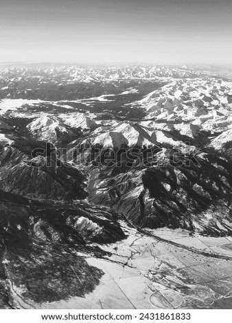 Black and white mountain aerial shot