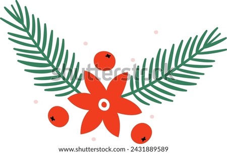 Floral Christmas Berries Ornament Vector Illustration