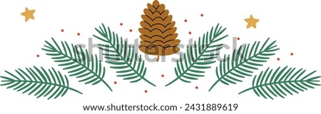 Floral Christmas Pine Cone Ornament Vector Illustration