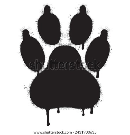 Spray Painted Graffiti Paw Print icon Sprayed isolated with a white background.