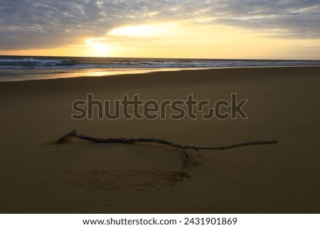 View on a sunset on a beach of Cap Ferret located at the southern end of the town of Lège-Cap-Ferret in the department of Gironde