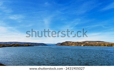 Panorama view over the Danube river and Hydroelectric power plant in the center