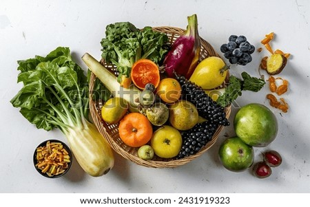 Healthy Food in Basket. Ultimate Health Boost, High-Resolution Assortment of Fruits and Vegetables in a Basket