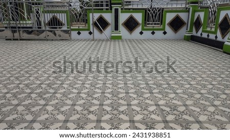 Mosque courtyard ceramic floor with striped motif