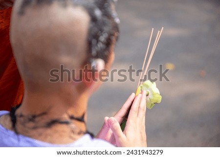 Ordination ceremony and Hair shaving  before ordination of Buddhist monks Royalty-Free Stock Photo #2431943279