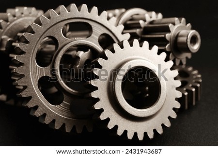 Metal gear wheel engine car and bike, mechanic industry concept. 