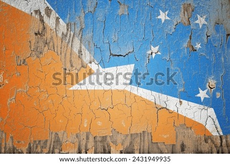 Tierra Del Fuego flag and paint cracks. Prison concept with border image. Tierra Del Fuego is currently heading toward recession. Inflation. employment. economic recession. Double exposure hologram Royalty-Free Stock Photo #2431949935