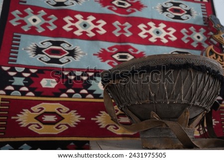The decor for the yurt, the traditional national Kazakh house, the dwelling of nomads. Royalty-Free Stock Photo #2431975505