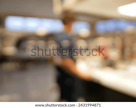 Blur focus of counter service at the restaurant in Food Republic Royalty-Free Stock Photo #2431994871