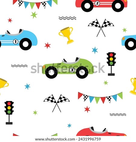 Cute championship racing car pattern for children