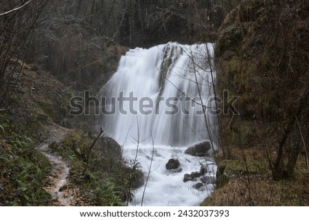 Waterfall of Val Del Boia. A wild little valley near city of Valdagno, Province of Vicenza, Italy