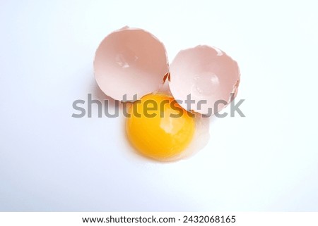 Chicken eggs or Gallus gallus domesticus contain protein.Isolated on white background.