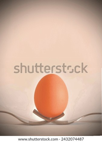 A picture of a chicken egg on a fork