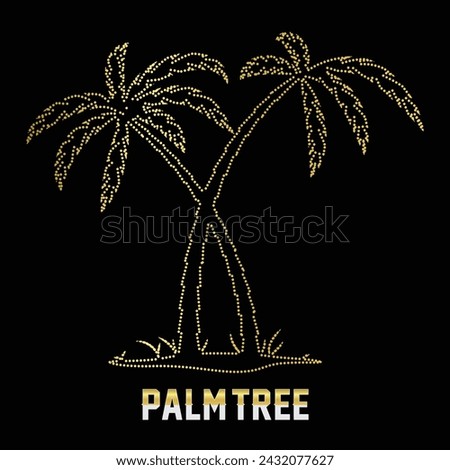 Multipurpose luxury golden color coniferous forest palm tree outline dot icons logo design template. Vector illustration with black background.