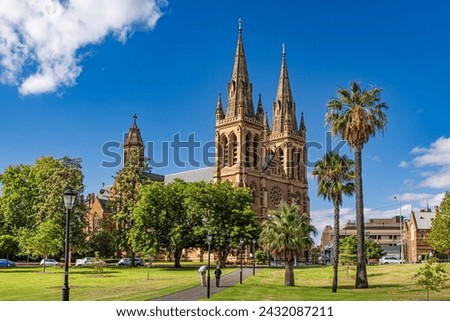 St. Peter's Cathedral in Adelaide, South Australia. View from Pennington Gardens Royalty-Free Stock Photo #2432087211