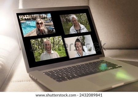 video call from home, screen, Webcam, communicate online Royalty-Free Stock Photo #2432089841