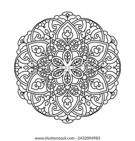 Mandala black and white coloring page vector illustration.Vector mandala outline design for coloring page
	