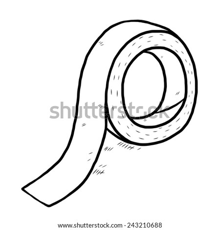 masking tape / cartoon vector and illustration, black and white, hand drawn, sketch style, isolated on white background.