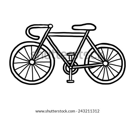 bicycle / cartoon vector and illustration, black and white, hand drawn, sketch style, isolated on white background.