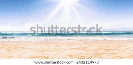 Exotic sandy beach and ocean waves, summer vacations and travel background