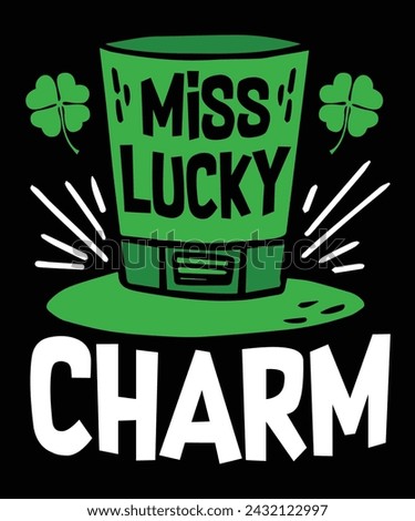 Miss lucky Charm, St Patrick's day design, t-shirt design, st patricks day logo, st patricks day, st patricks day clip art