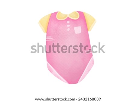 pink jumpsuit, vests for a baby girl. cute watercolor illustration of newborn baby clothes isolated on a transparent background. clip art and cut out element