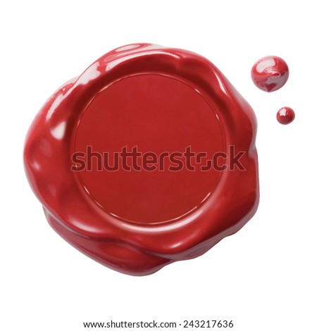 red postal wax seal with clipping path included Royalty-Free Stock Photo #243217636