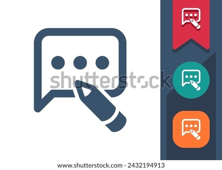 Message Icon. Write, Writing, Comment, Pencil, Chat Bubble, Speech Bubble. Professional, pixel perfect vector icon.