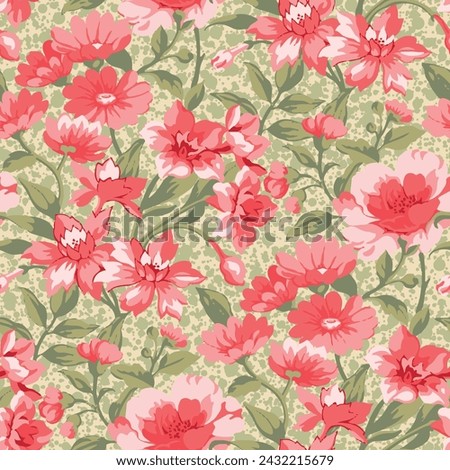 Hand Drawn Seamless Watercolor Flower Pattern Vector