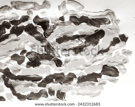 White Art Landscape. Paint Brush Stroke. Abstract Art Backgrounds. Elegant Grunge Repeatable. Colorless Drawn. Tye Die Fabric. Grunge Wall.