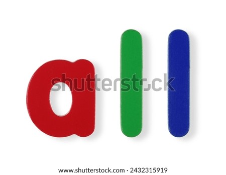 all word in coloured magnetic letters