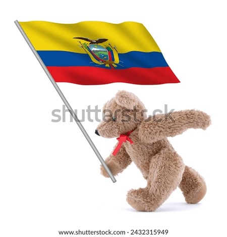 Ecuador flag being carried by a cute teddy bear