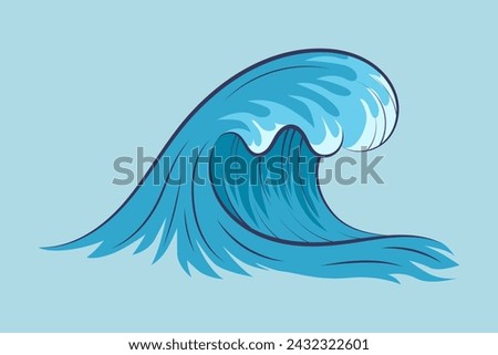 Vector ocean wave. Isolated water splash set in cartoon style.